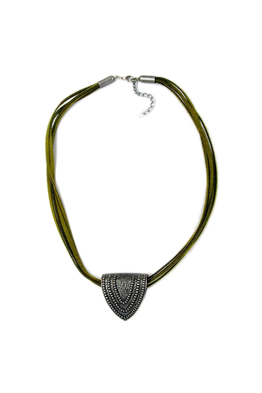 NECKLACE TRIANGLE LOOP ANTIQUE SILVER