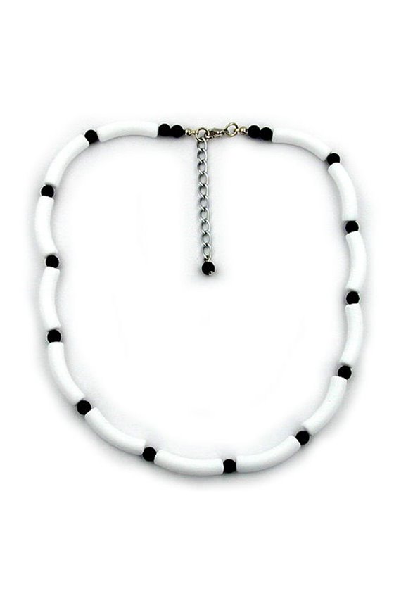 NECKLACE BEADS WHITE/BLACK