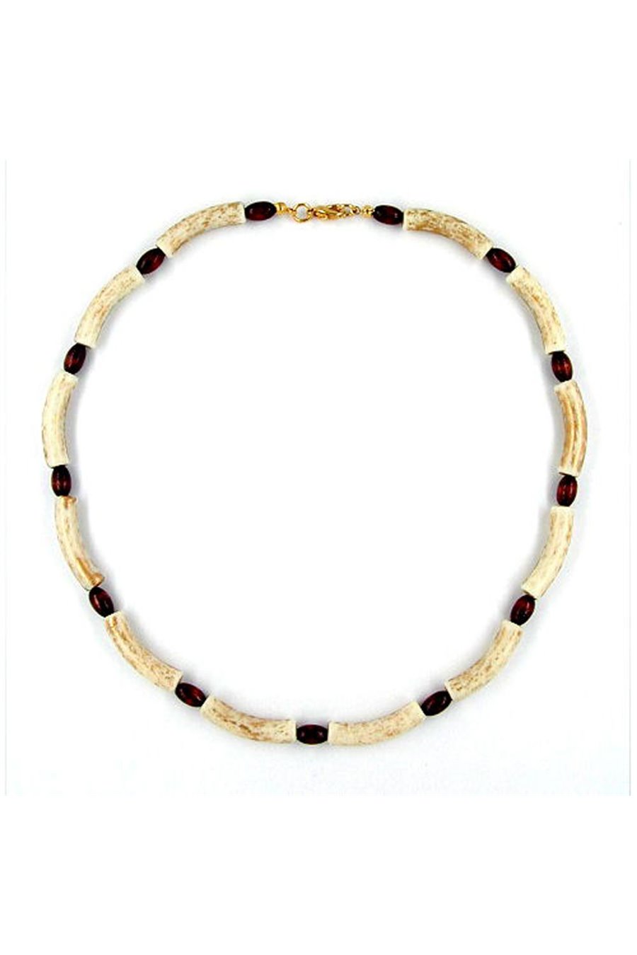NECKLACE BEADS IVORY-BROWN 42CM