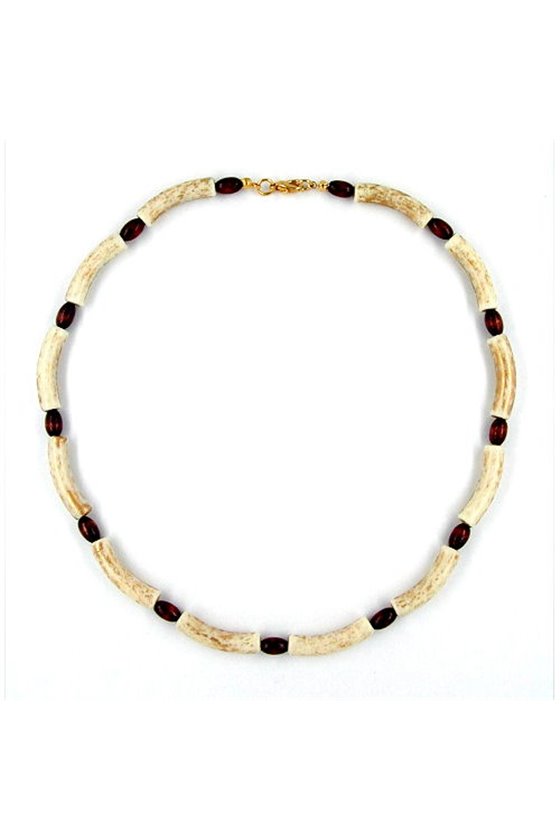 NECKLACE BEADS IVORY-BROWN 42CM