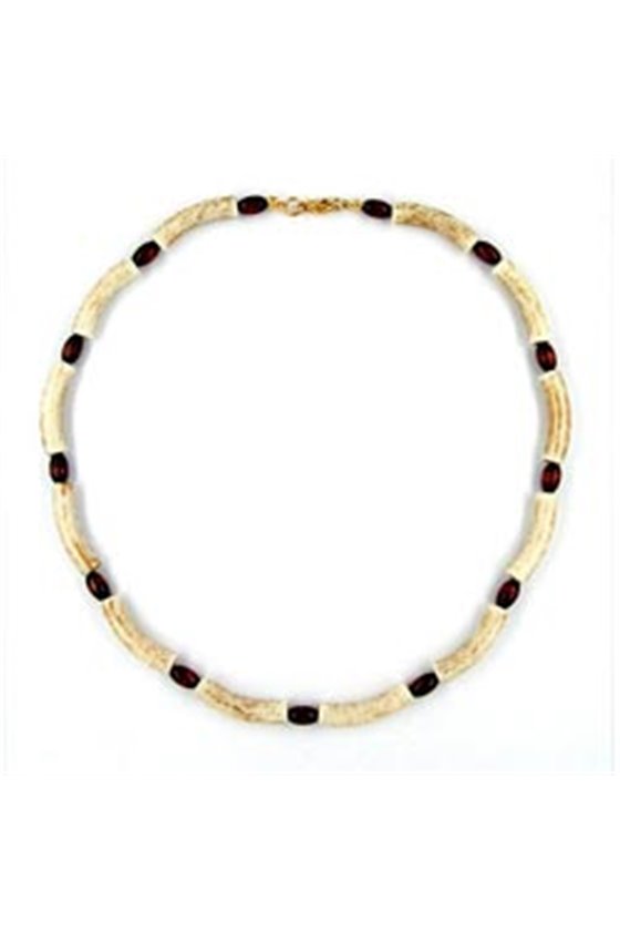 NECKLACE BEADS IVORY-BROWN 42CM