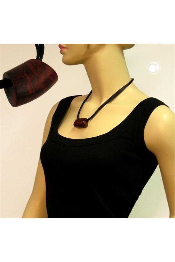 NECKLACE ROOT-WOOD TRAPEZIUM CORD