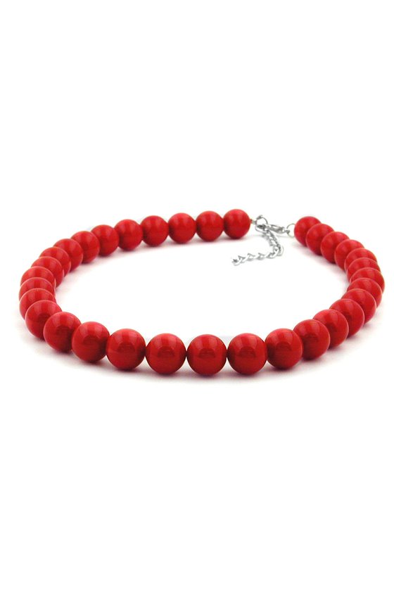 NECKLACE DARK RED BEADS 12MM 80CM