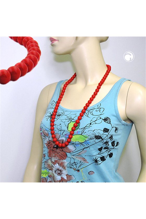 NECKLACE DARK RED BEADS 12MM 80CM