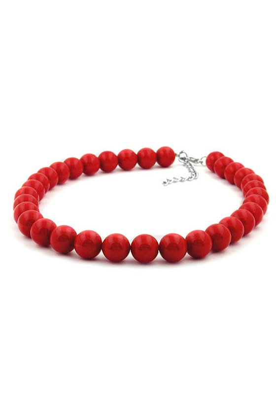 NECKLACE DARK RED BEADS 12MM 80CM