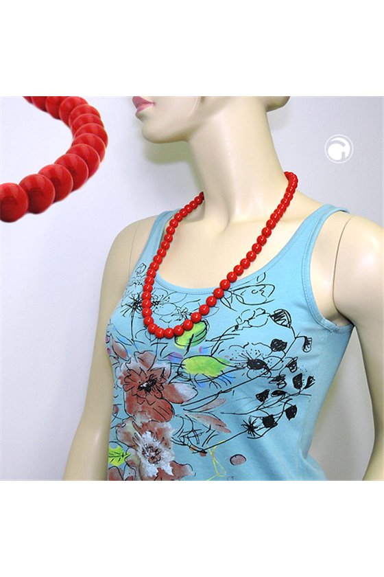 NECKLACE DARK RED BEADS 12MM 70CM