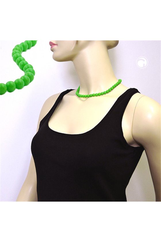 NECKLACE BEADS 8MM GREEN SHINY 42CM