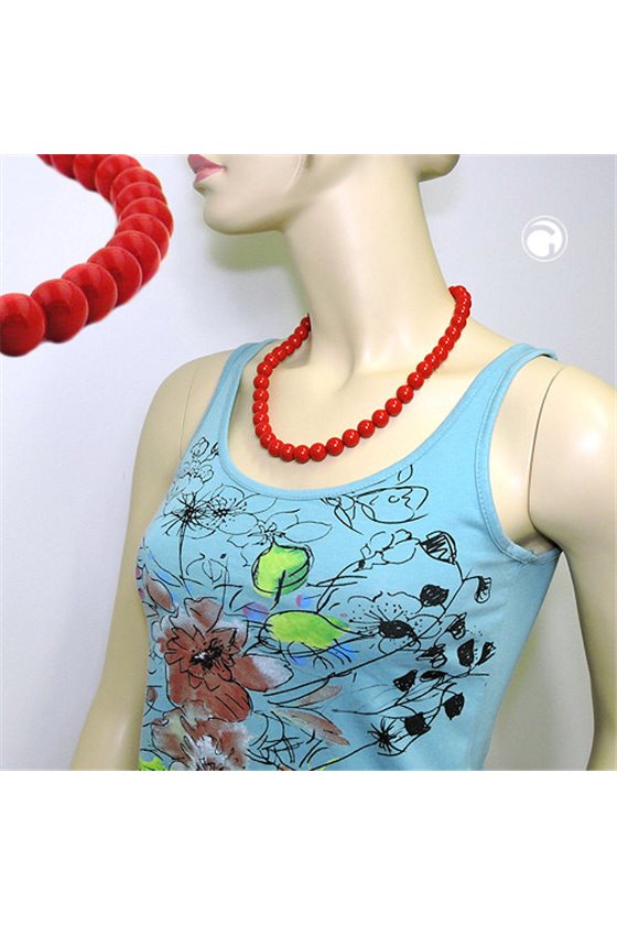 NECKLACE DARK RED BEADS 12MM 55CM