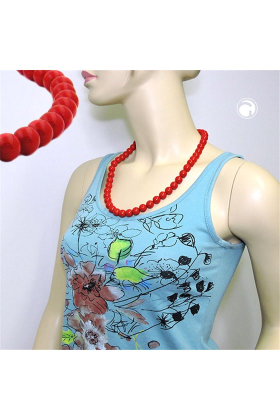 NECKLACE DARK RED BEADS 12MM 60CM