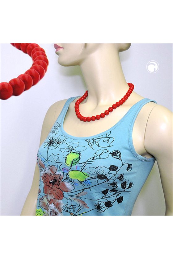 NECKLACE DARK RED BEADS 12MM 50CM