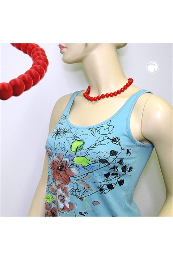 NECKLACE DARK RED BEADS 12MM 45CM