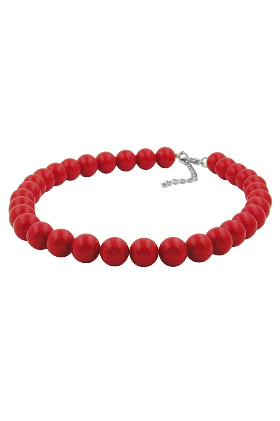 NECKLACE DARK RED BEADS 12MM 42CM