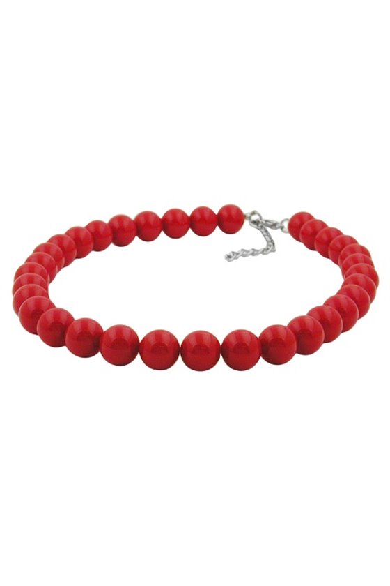 NECKLACE DARK RED BEADS 12MM 42CM