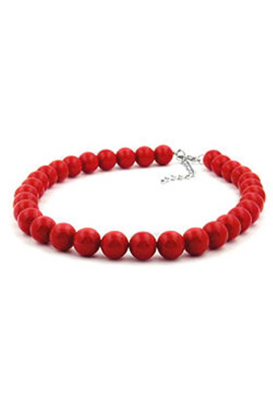 NECKLACE DARK RED BEADS 12MM 40CM