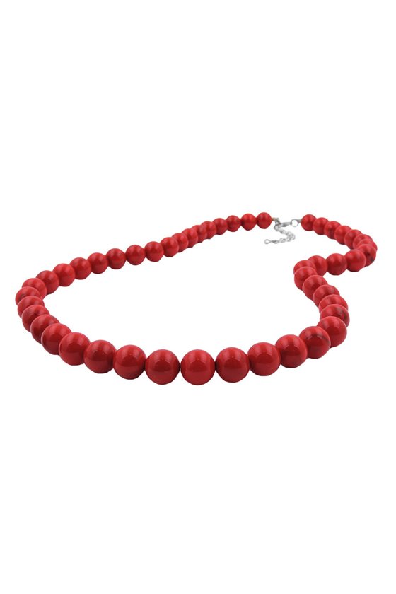 NECKLACE BEADS 10MM RED-BLACK 42CM