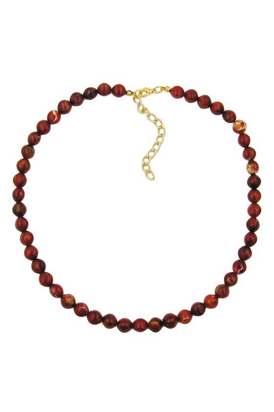 NECKLACE FOUR-EDGED BEAD RED MARBLED