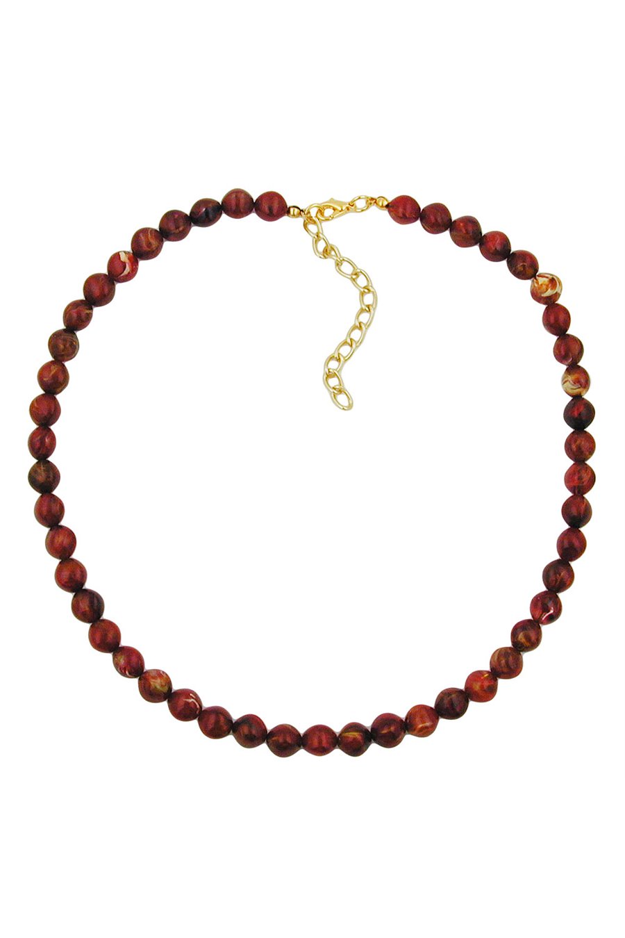 NECKLACE FOUR-EDGED BEAD RED MARBLED