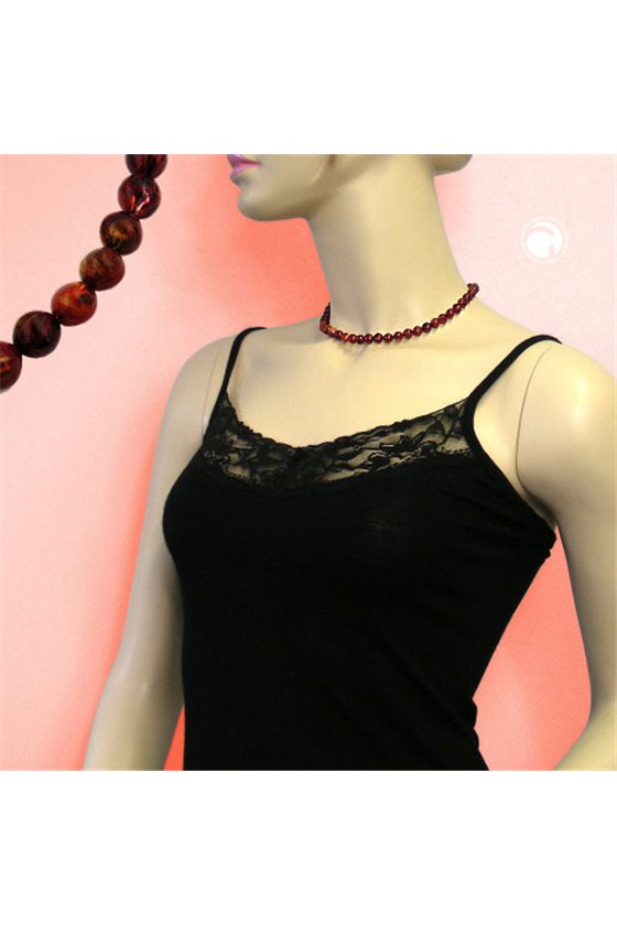 NECKLACE FOUR-EDGED BEAD RED MARBLED