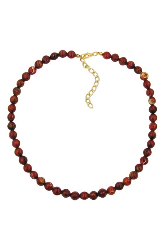 NECKLACE FOUR-EDGED BEAD RED MARBLED