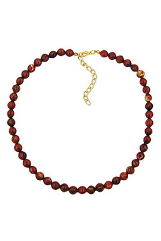 NECKLACE FOUR-EDGED BEAD RED MARBLED