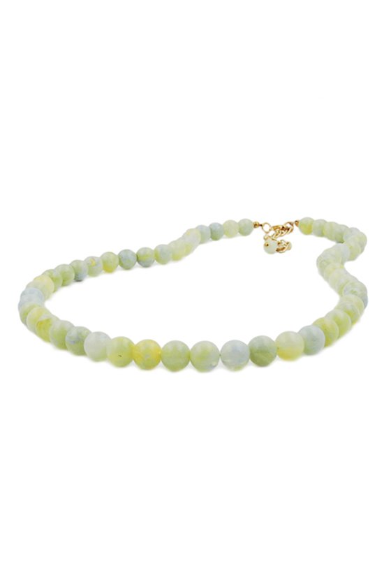 NECKLACE BEADS 10MM YELLOW-GREEN 70CM