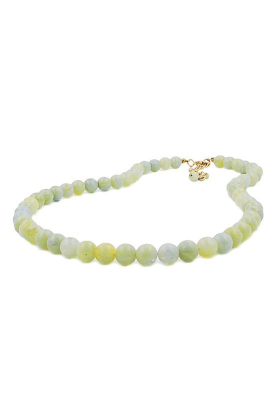 NECKLACE BEADS 10MM YELLOW-GREEN 60CM