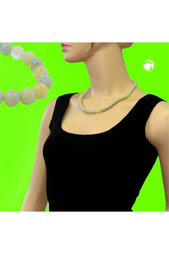 NECKLACE BEADS 10MM YELLOW-GREEN 50CM