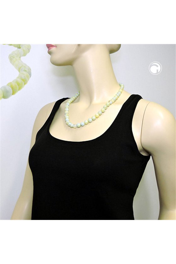 NECKLACE BEADS 10MM YELLOW-GREEN 55CM