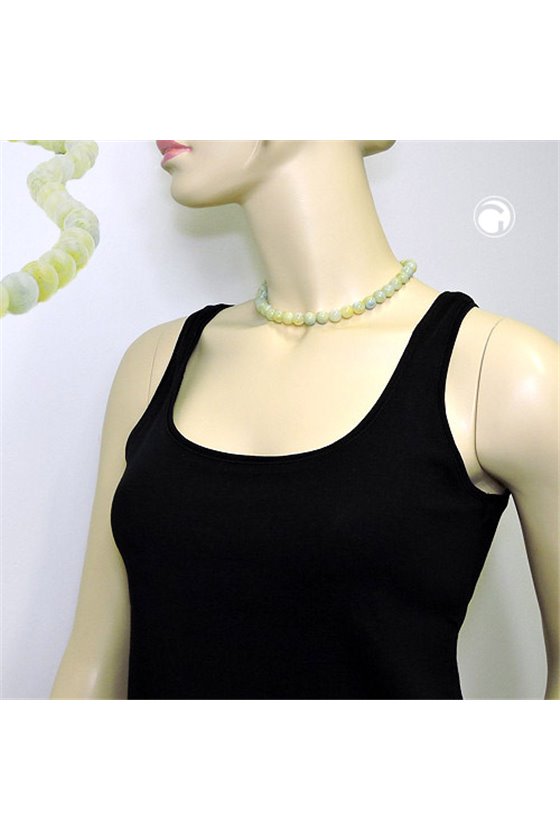 NECKLACE BEADS 10MM YELLOW-GREEN 42CM