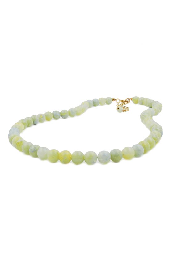 NECKLACE BEADS 10MM YELLOW-GREEN 40CM