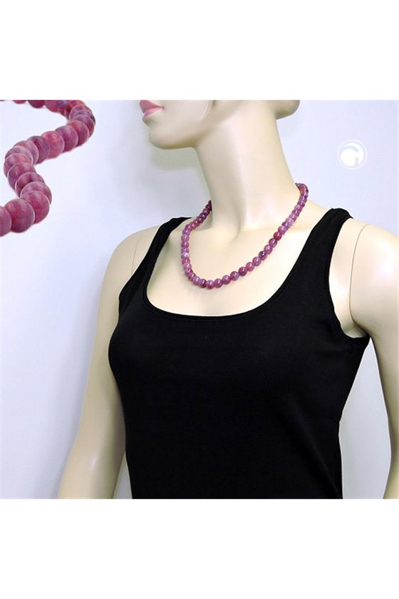 NECKLACE BEADS 10MM LILAC-PURPLE 55CM
