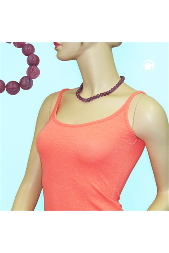 NECKLACE BEADS 10MM LILAC-PURPLE 45CM