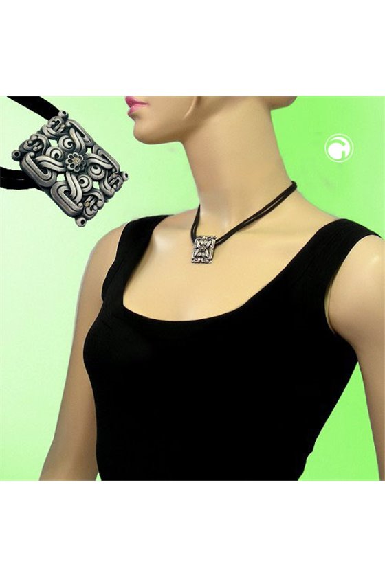 NECKLACE METAL PENDANT ANTIQUE SILVER