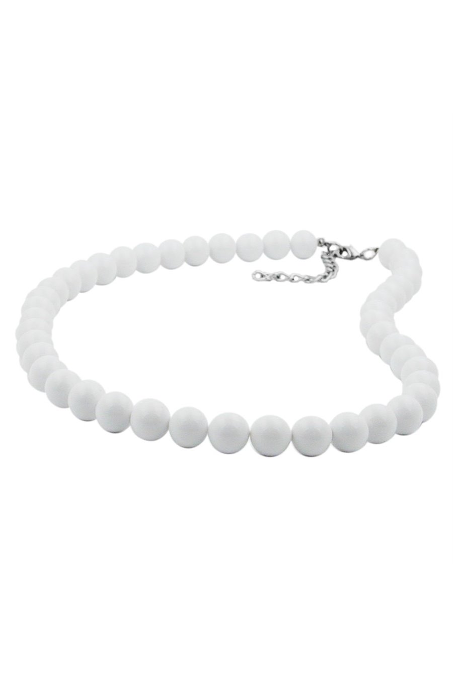 NECKLACE BEADS 10MM WHITE SHINY 80CM