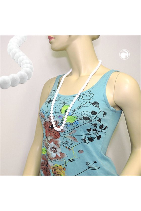 NECKLACE BEADS 10MM WHITE SHINY 80CM
