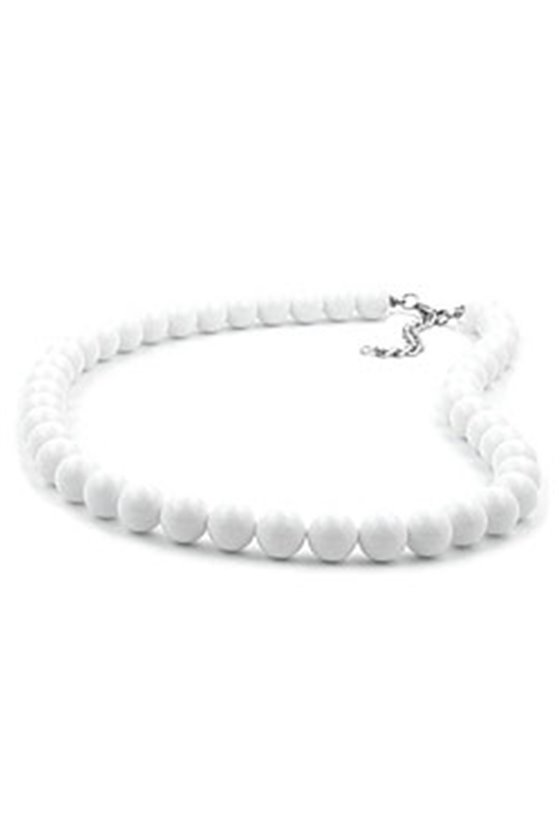 NECKLACE BEADS 10MM WHITE SHINY 80CM