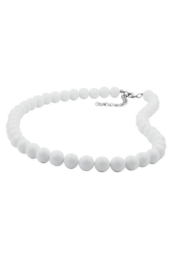NECKLACE BEADS 10MM WHITE SHINY 70CM