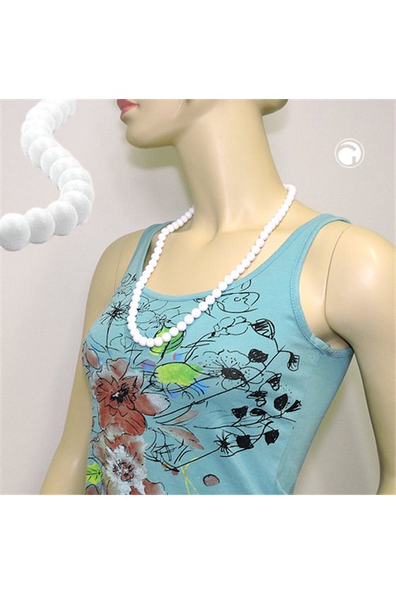 NECKLACE BEADS 10MM WHITE SHINY 70CM