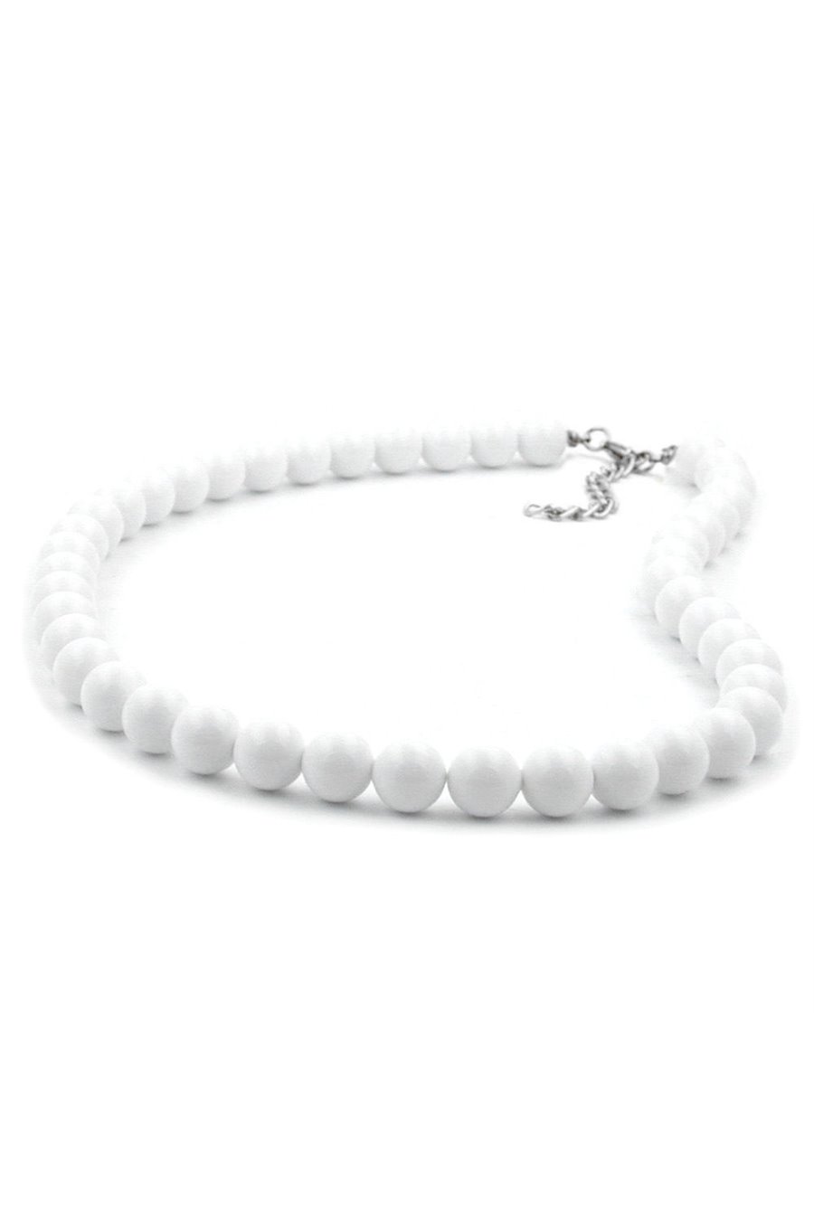 NECKLACE BEADS 10MM WHITE SHINY 60CM