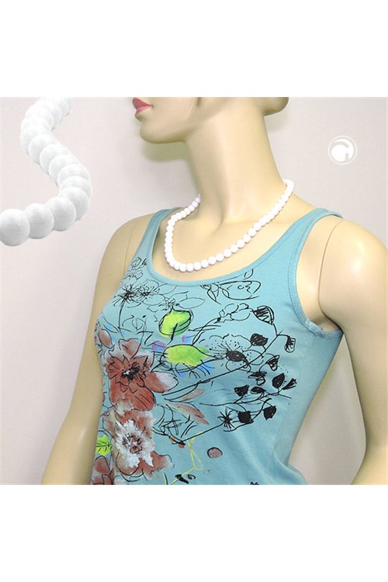 NECKLACE BEADS 10MM WHITE SHINY 55CM