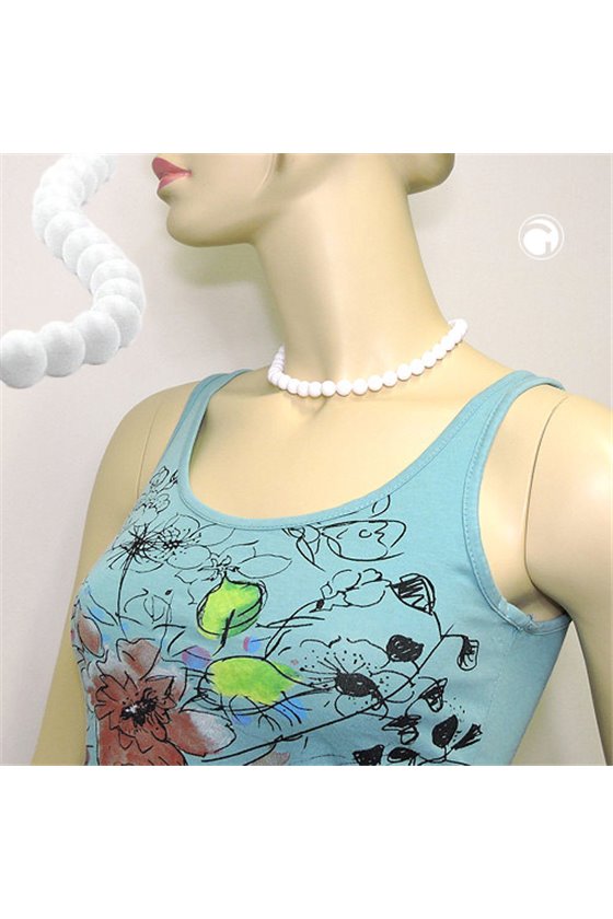 NECKLACE BEADS 10MM WHITE SHINY 42CM