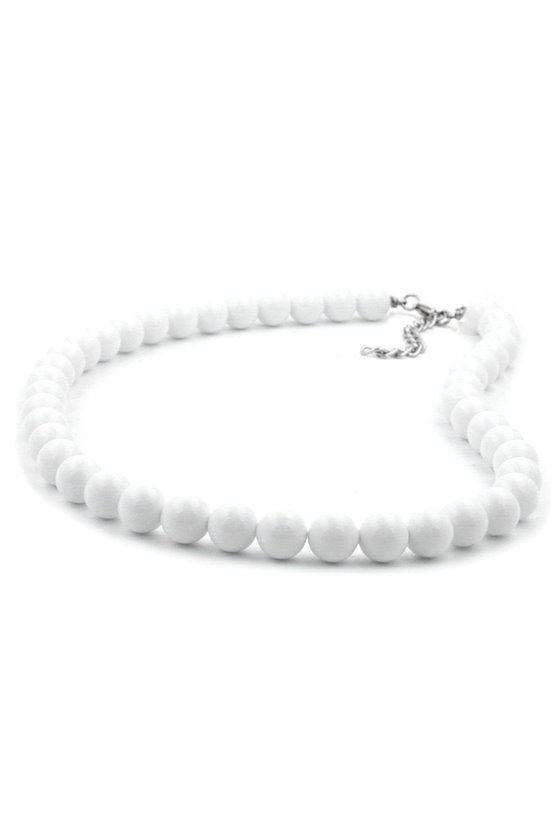 NECKLACE BEADS 10MM WHITE SHINY 40CM