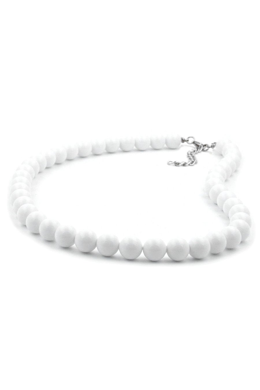 NECKLACE BEADS 10MM WHITE SHINY 40CM