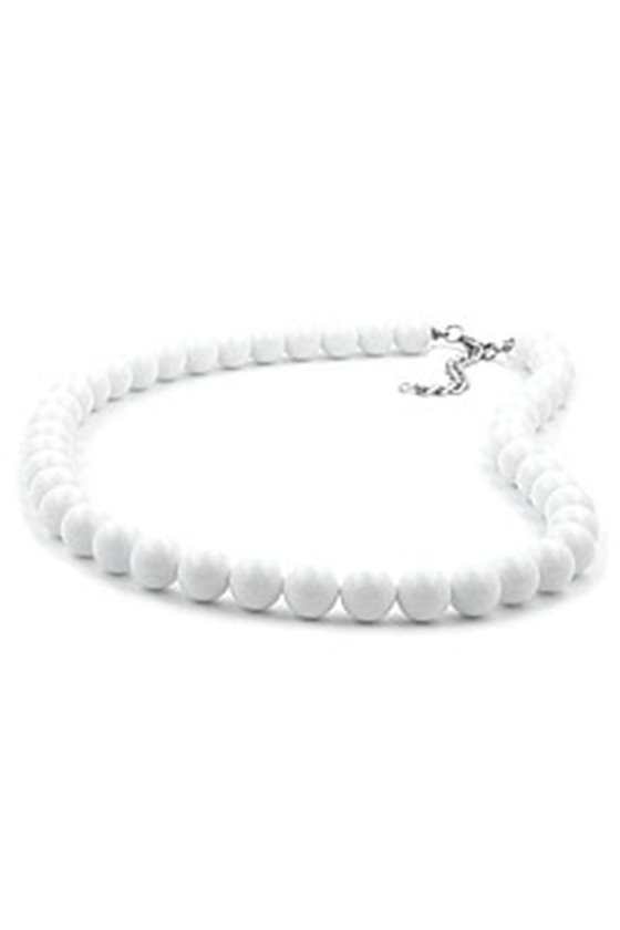 NECKLACE BEADS 10MM WHITE SHINY 40CM