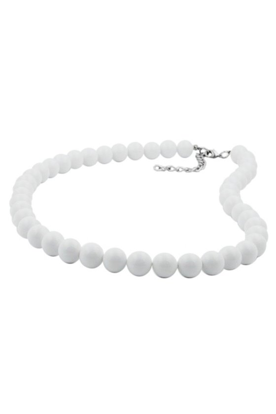 NECKLACE BEADS 8MM WHITE SHINY 45CM
