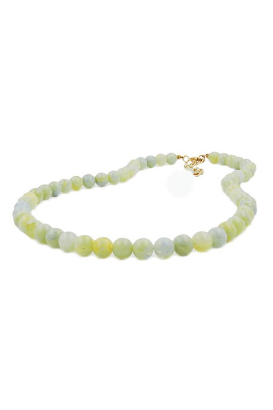 NECKLACE BEADS 8MM GREEN-WHITE 80CM
