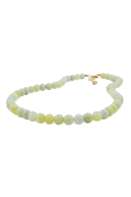 NECKLACE BEADS 8MM GREEN-WHITE 60CM