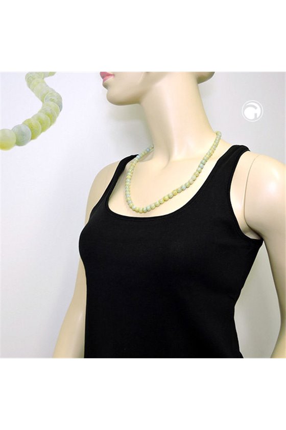 NECKLACE BEADS 8MM GREEN-WHITE 60CM