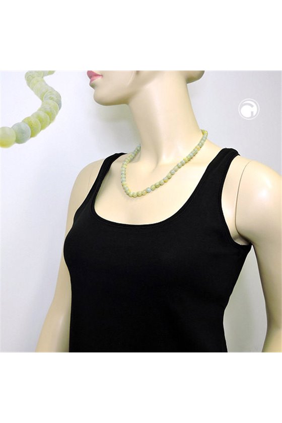 NECKLACE BEADS 8MM GREEN-WHITE 55CM