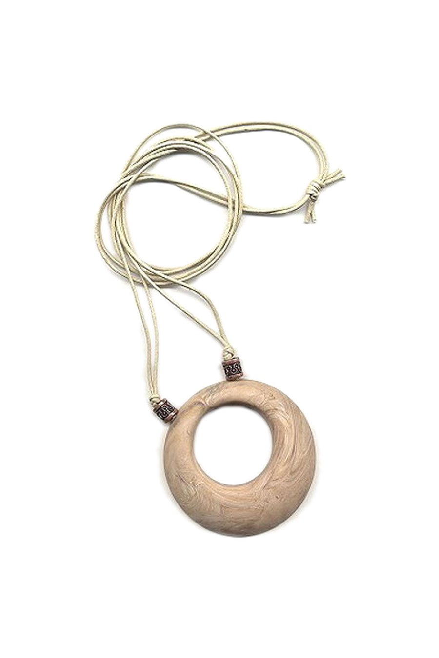 NECKLACE BEIGE MARBLED AMULETT 80CM